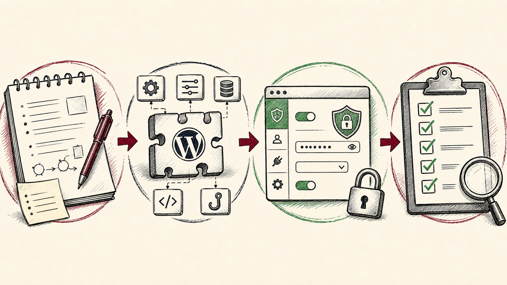 Schéma vývoje bezpečného WordPress pluginu